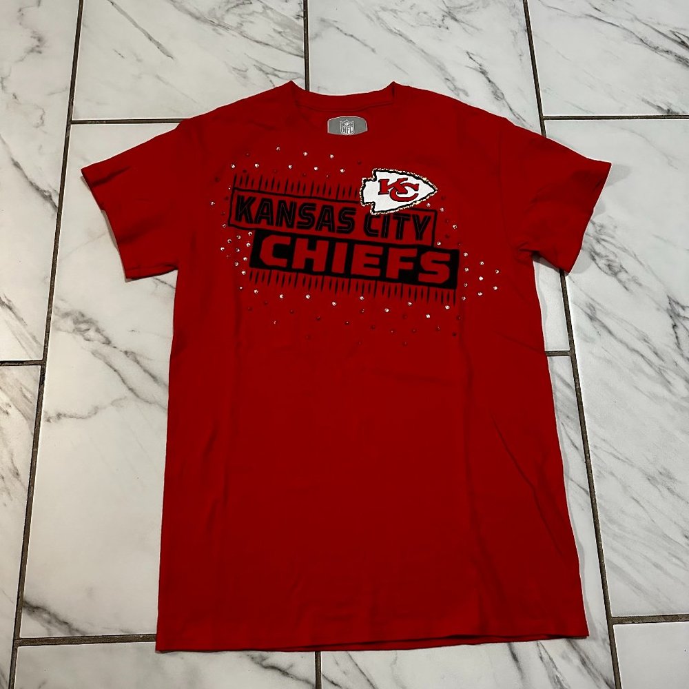 NFL Women's Kansas City Chiefs Rhinestone T-Shirt Red Size S